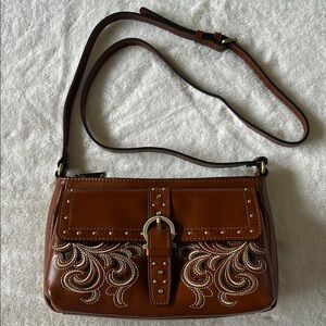 New Patricia Nash Lux Ranch Maisie Crossbody w/Rhinestones and Denim